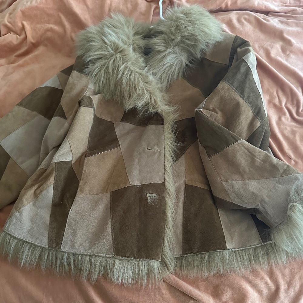 Patchwork 100% Leather Coat